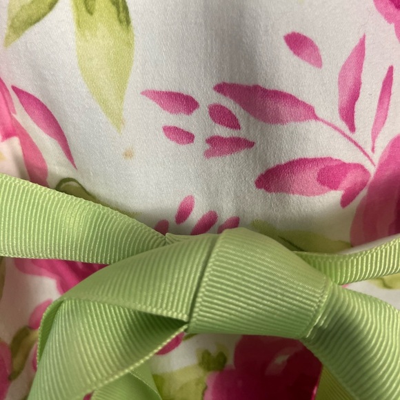 Coldwater creek white and pink rose printed midi length tie dress size 12 P - Picture 2 of 7